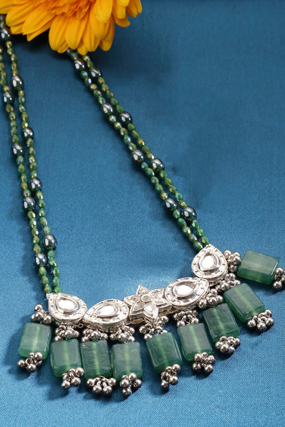 Stones & Pearls Embellished Necklace 
