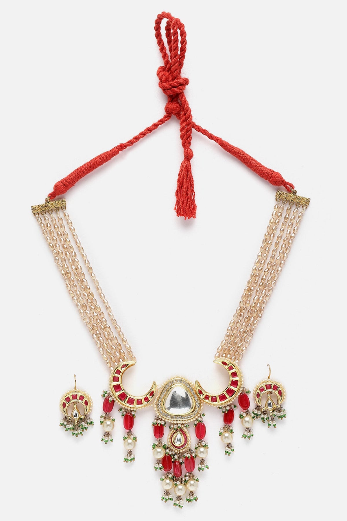 Crecent Moon Kundan Embellished Necklace Set 