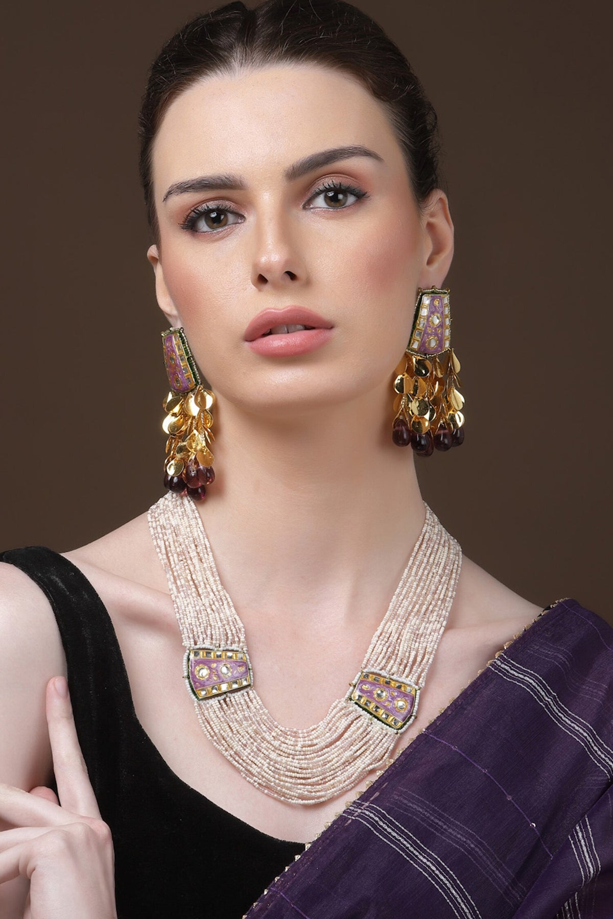 Pearl Embellished Meenakari Ornamentation Necklace 
