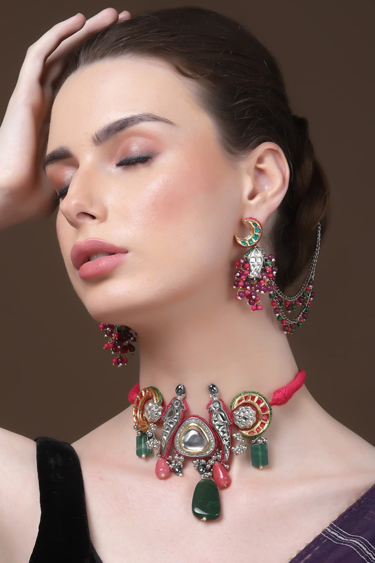 Parrot Love Birds & Chan Embellished Choker 