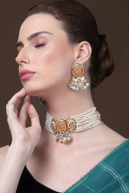 Meenakari Embellished Kundan Choker Set 