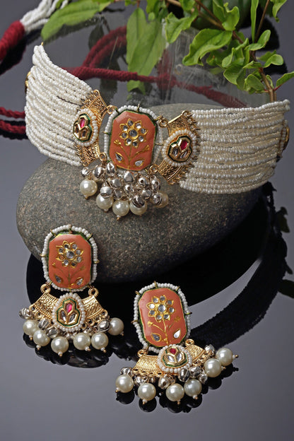 Meenakari Embellished Kundan Choker Set 