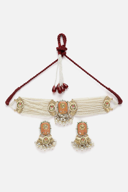 Meenakari Embellished Kundan Choker Set 