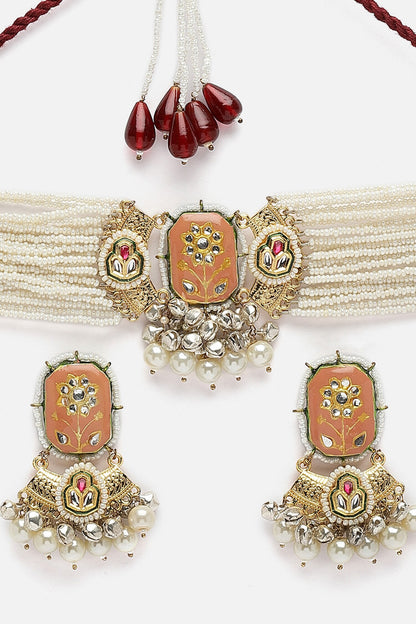 Meenakari Embellished Kundan Choker Set 