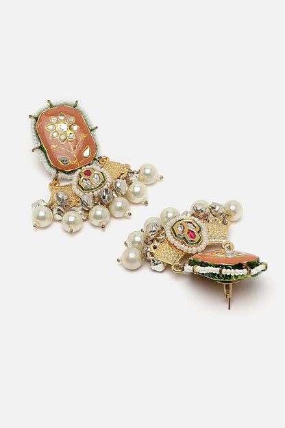 Meenakari Work Temple Earrings 