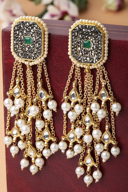 Kundan & Stone Embellished Dangler Earrings 