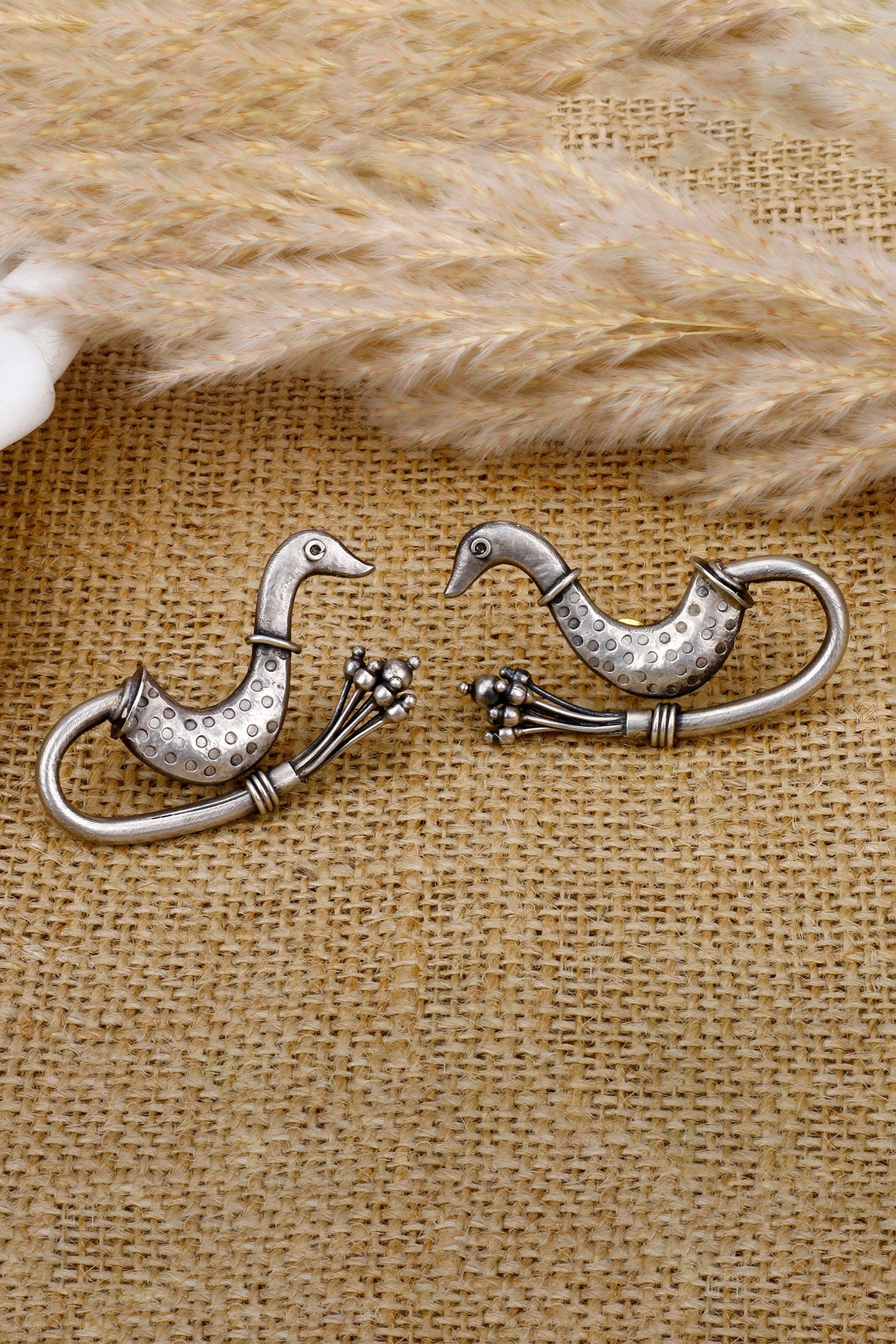 Oxidized Peacock Shaped Earrings 