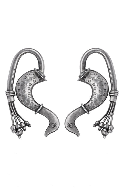 Oxidized Peacock Shaped Earrings 