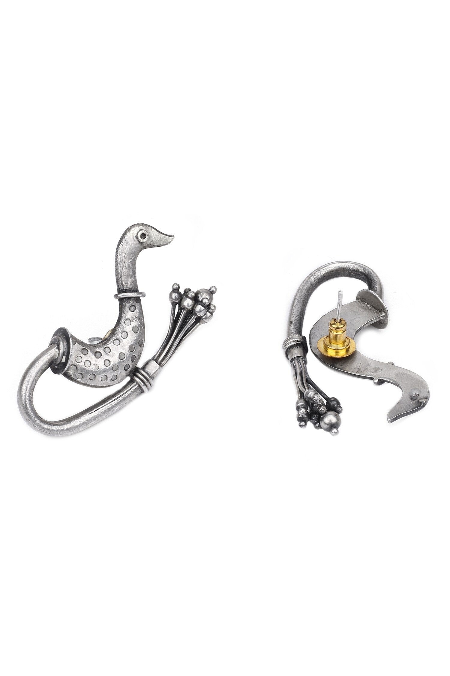 Oxidized Peacock Shaped Earrings 