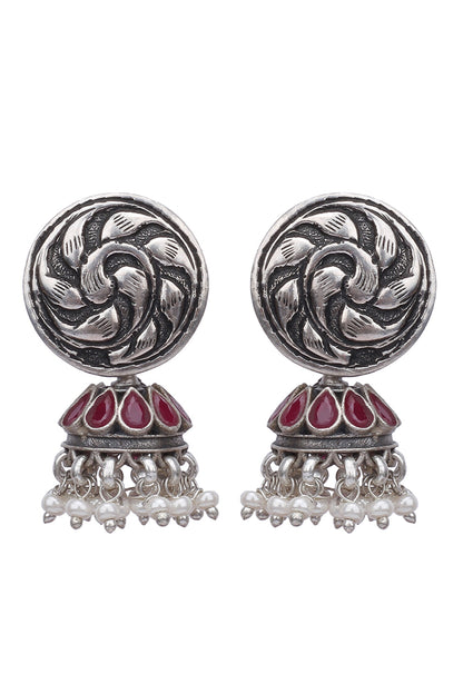 Tribal Ruby Embellished Jhumkis 