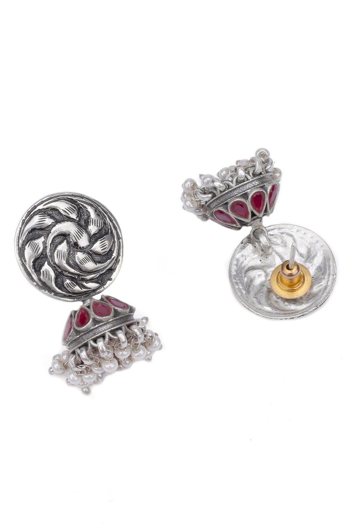 Tribal Ruby Embellished Jhumkis 