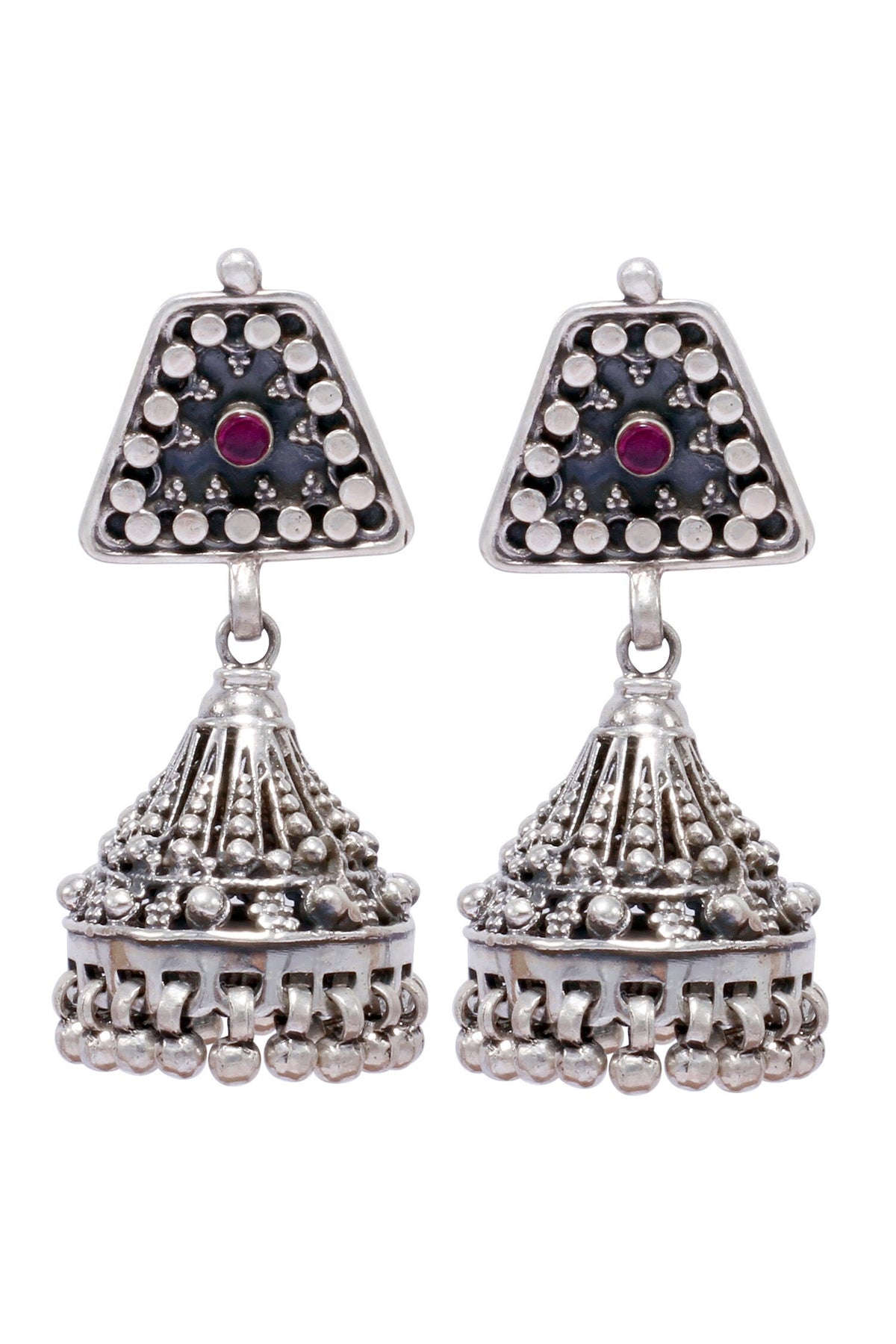 Handcrafted Rawa Work Jhumkas 