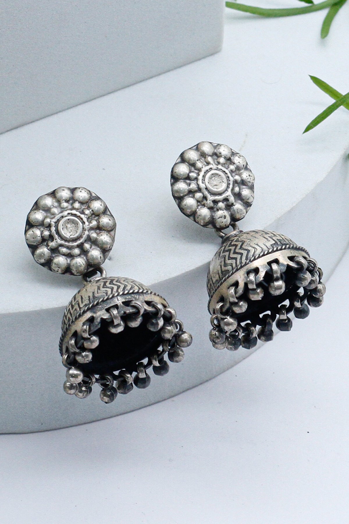 Chevron Carved Handcrafted Jhumkas 