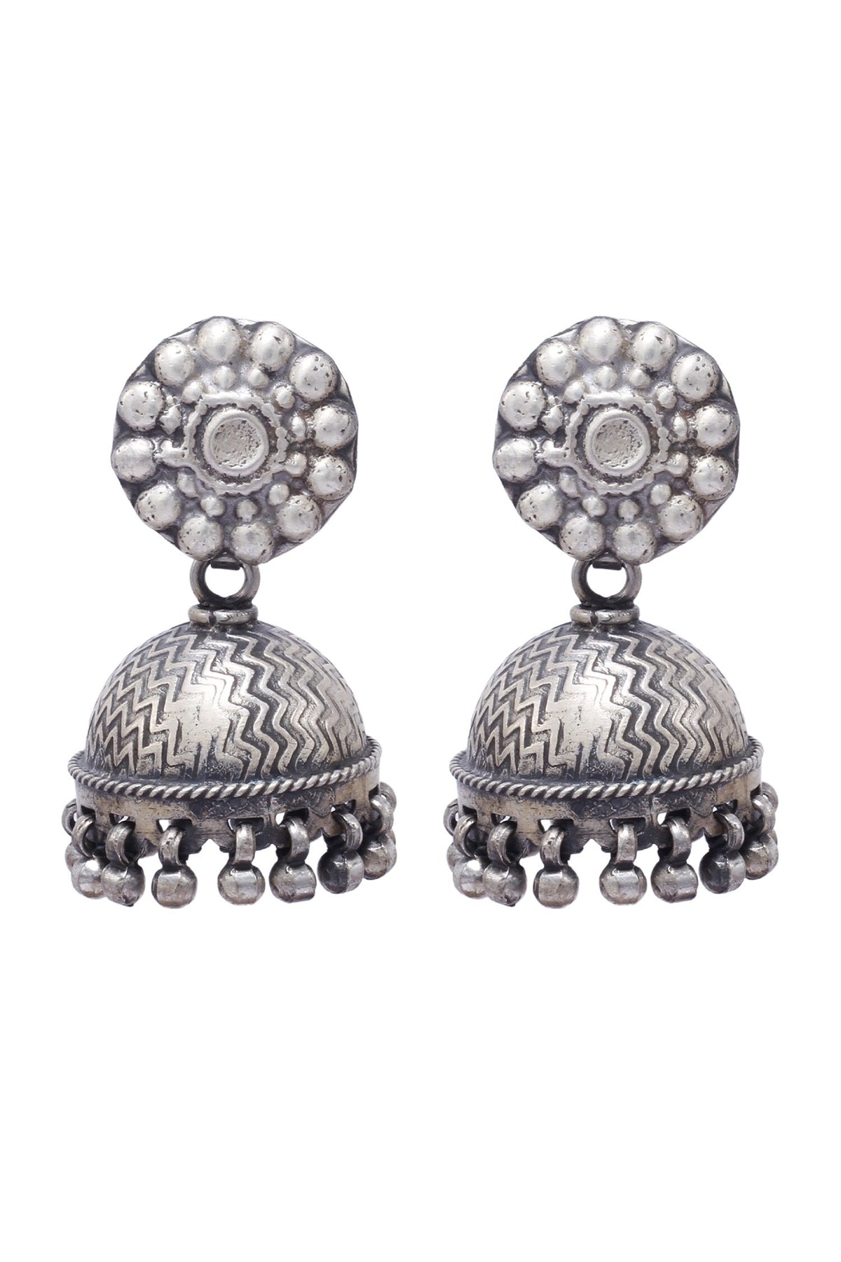 Chevron Carved Handcrafted Jhumkas 