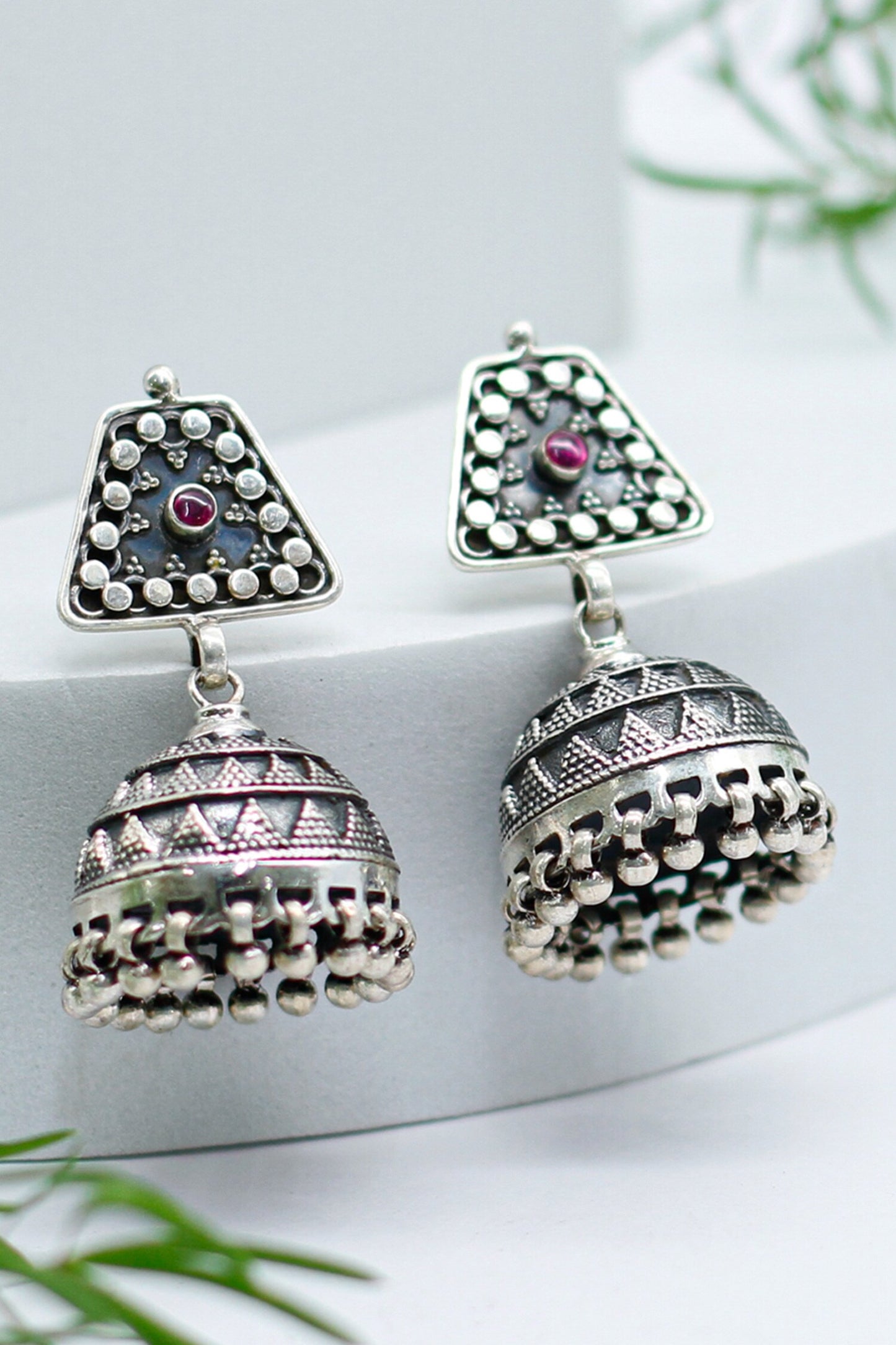 Handcrafted Ruby Encrusted Jhumkas 