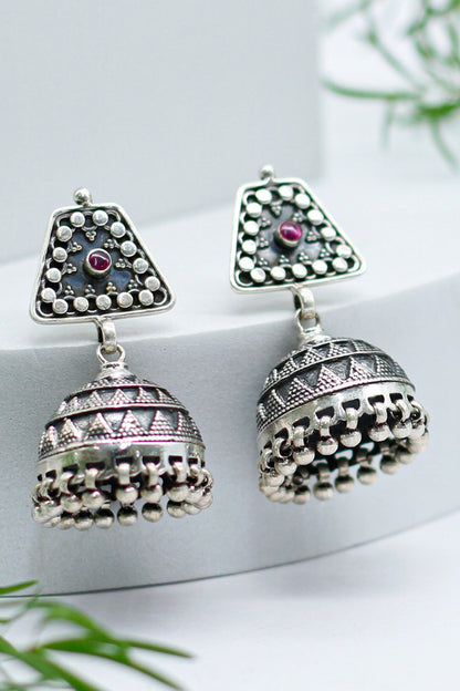 Handcrafted Ruby Encrusted Jhumkas 
