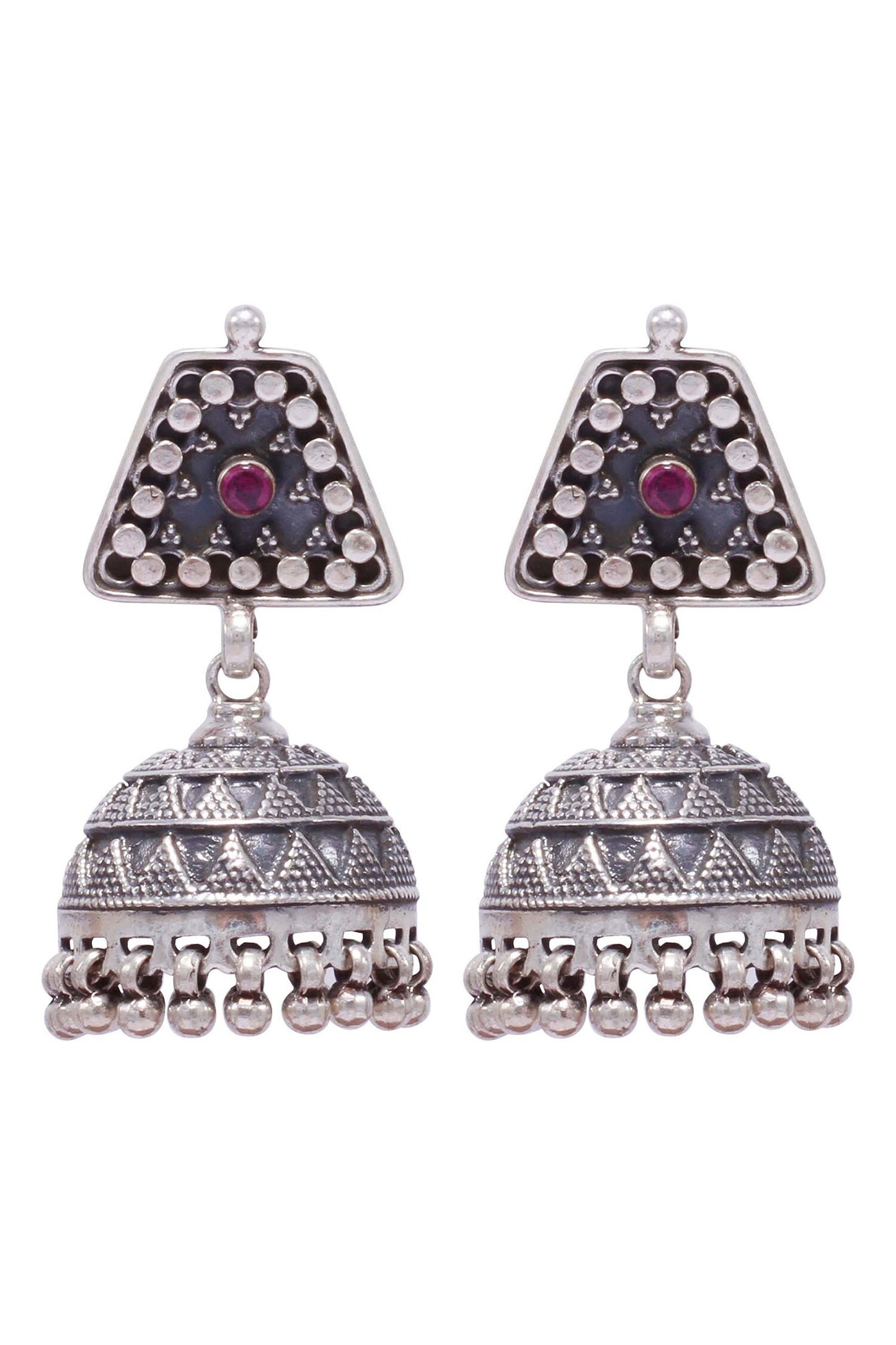 Handcrafted Ruby Encrusted Jhumkas 