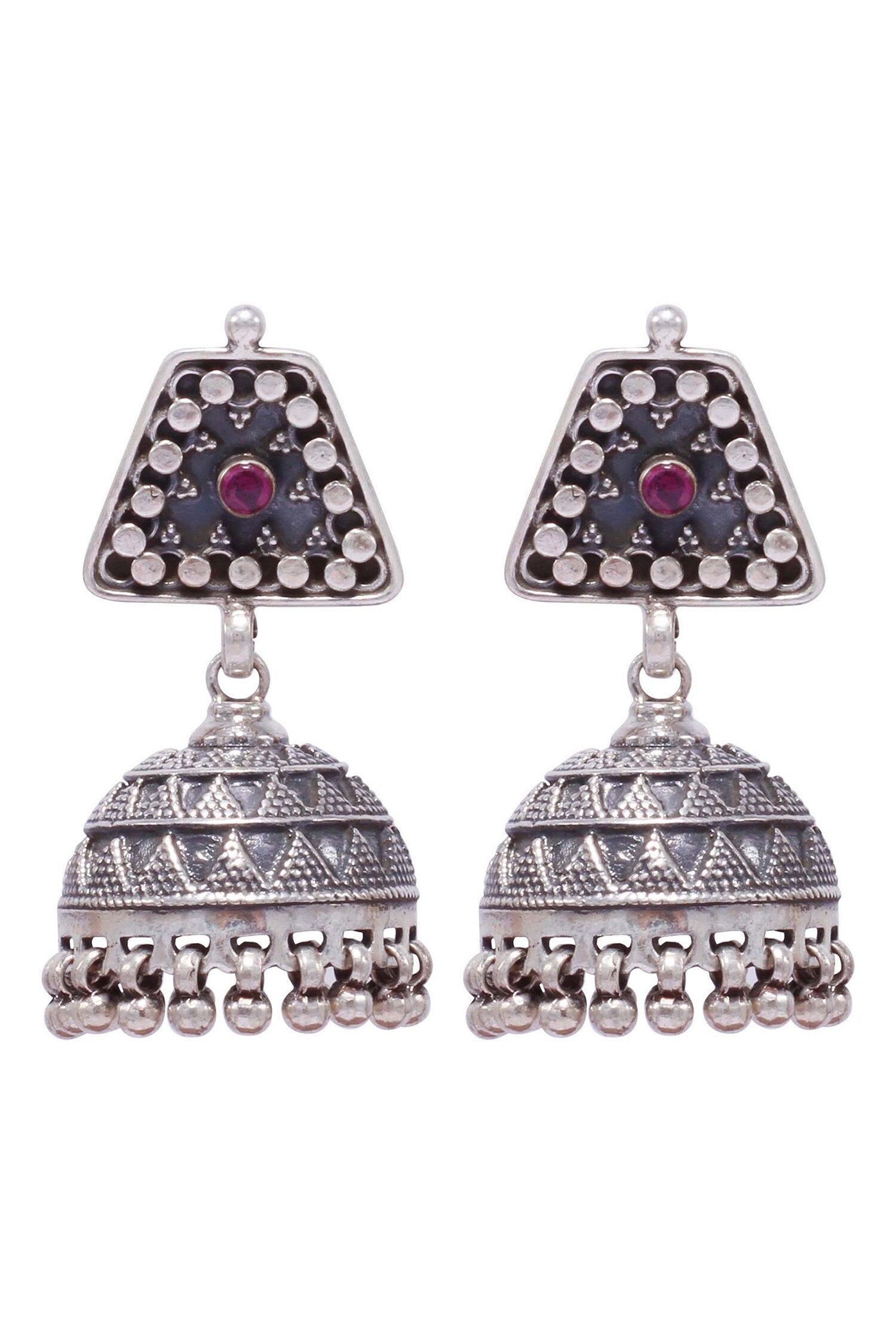 Handcrafted Ruby Encrusted Jhumkas 