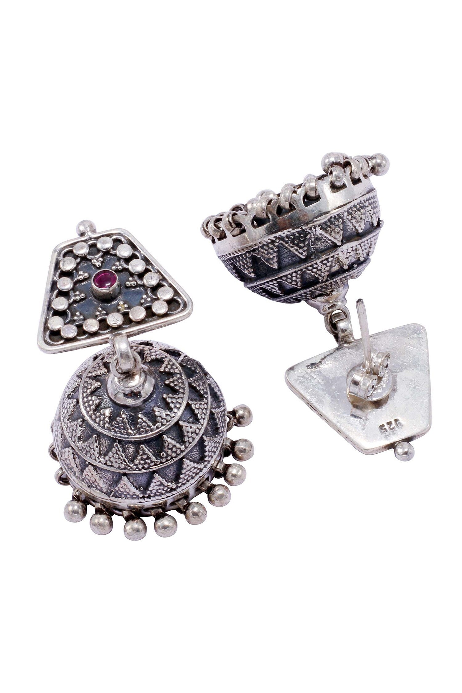 Handcrafted Ruby Encrusted Jhumkas 