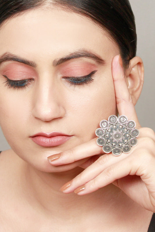 Floral Carved Tribal Ring 