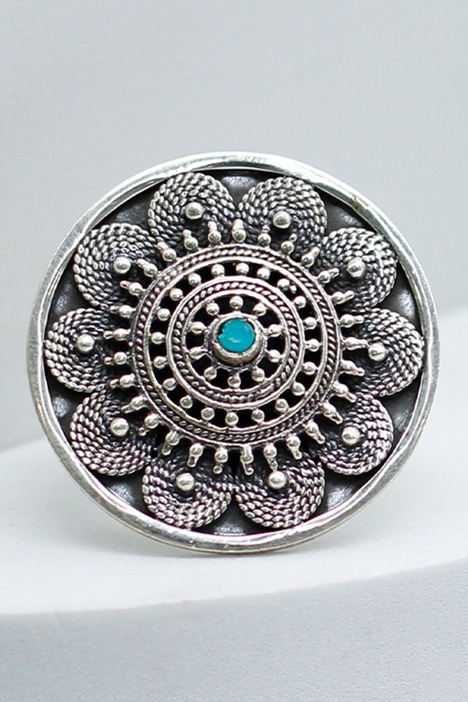 Turquoise Studded Round Ring 