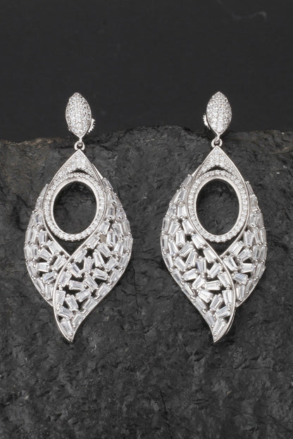 Haniya Stone Studded Leaf Drop Earrings 