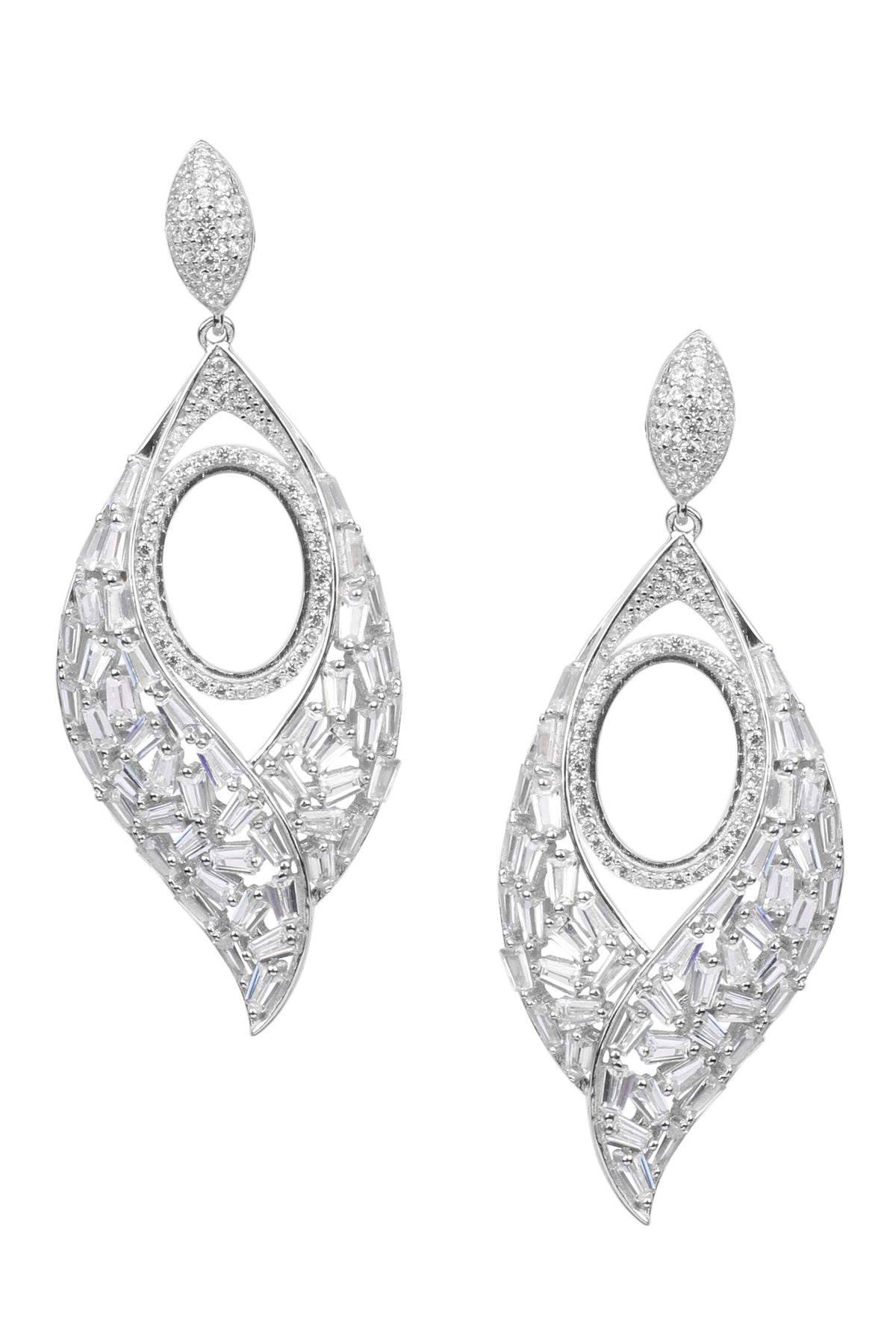 Haniya Stone Studded Leaf Drop Earrings 