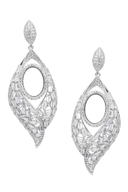 Haniya Stone Studded Leaf Drop Earrings 