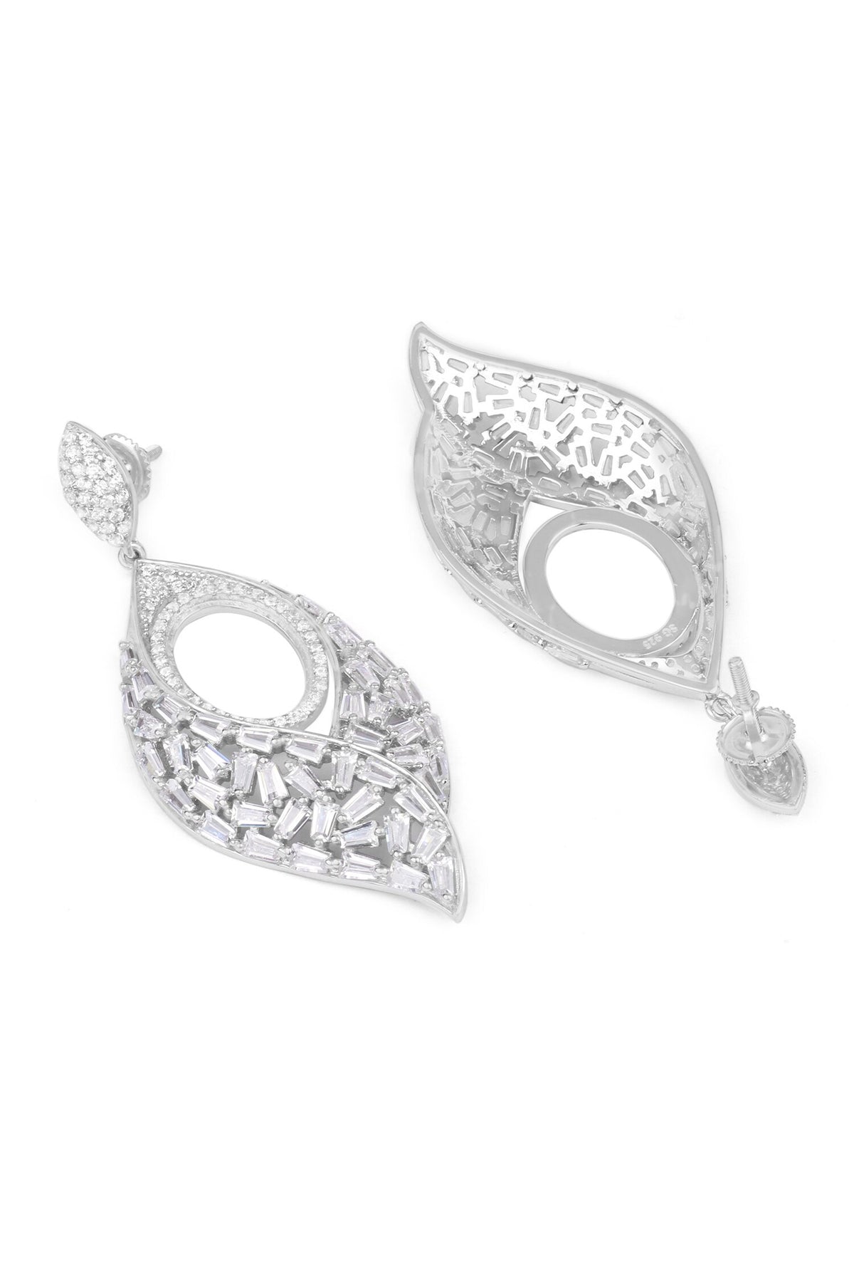 Haniya Stone Studded Leaf Drop Earrings 