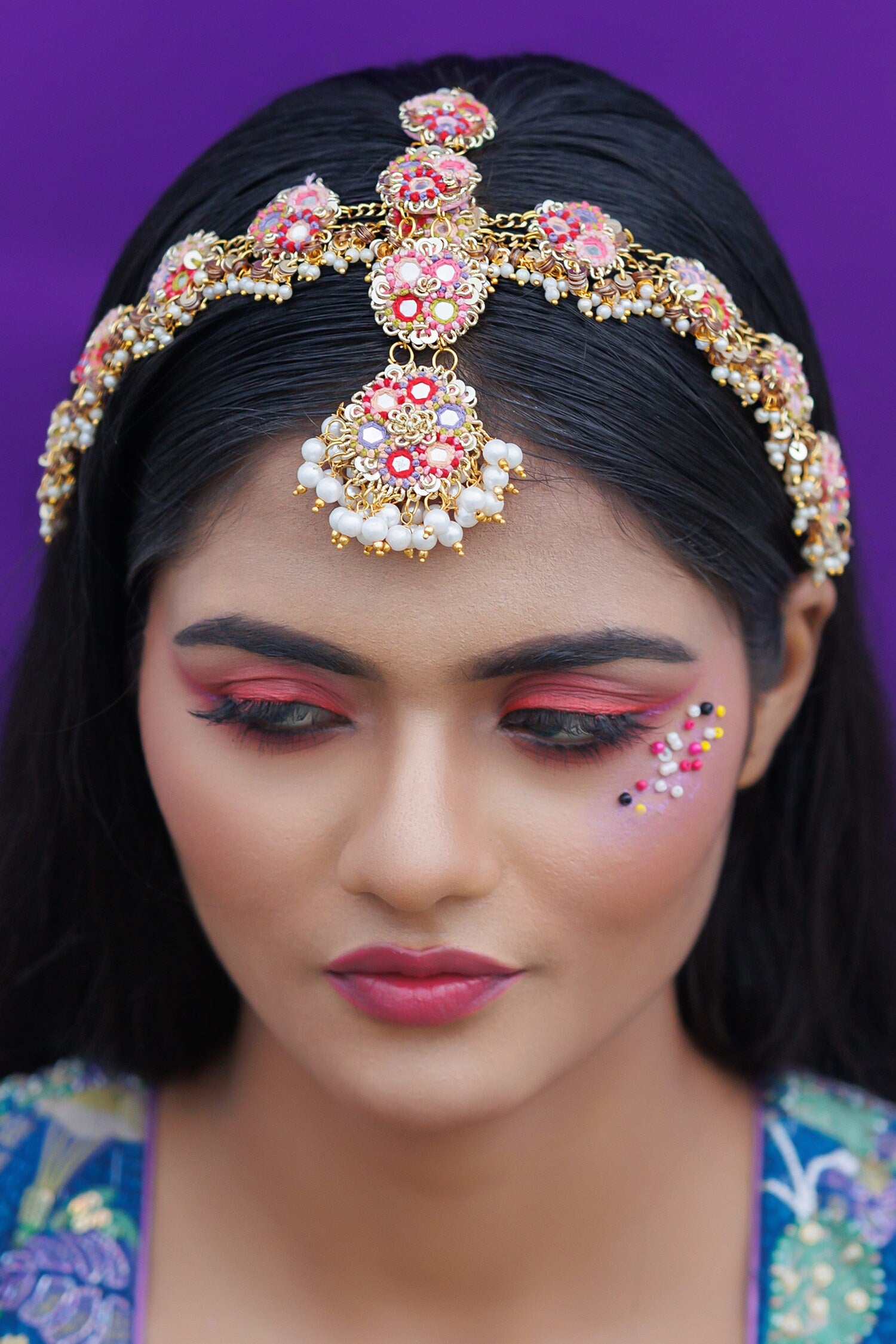 Sequin Embroidered Mathapatti 