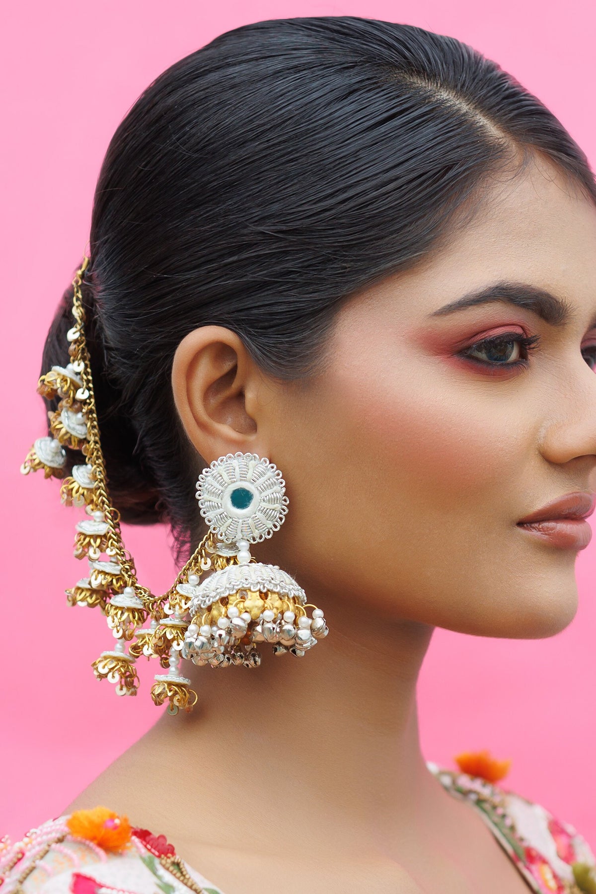 Elegance Dabka Embroidered Jhumkas 