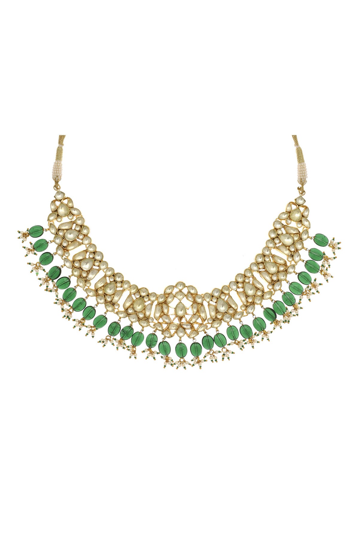 Lotus Cut Work Jadau Necklace Set 