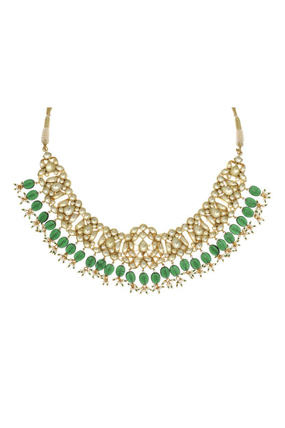 Lotus Cut Work Jadau Necklace Set 