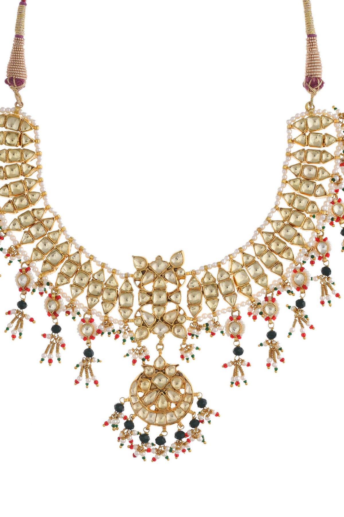 Crescent Cut Work Jadau Necklace Set 