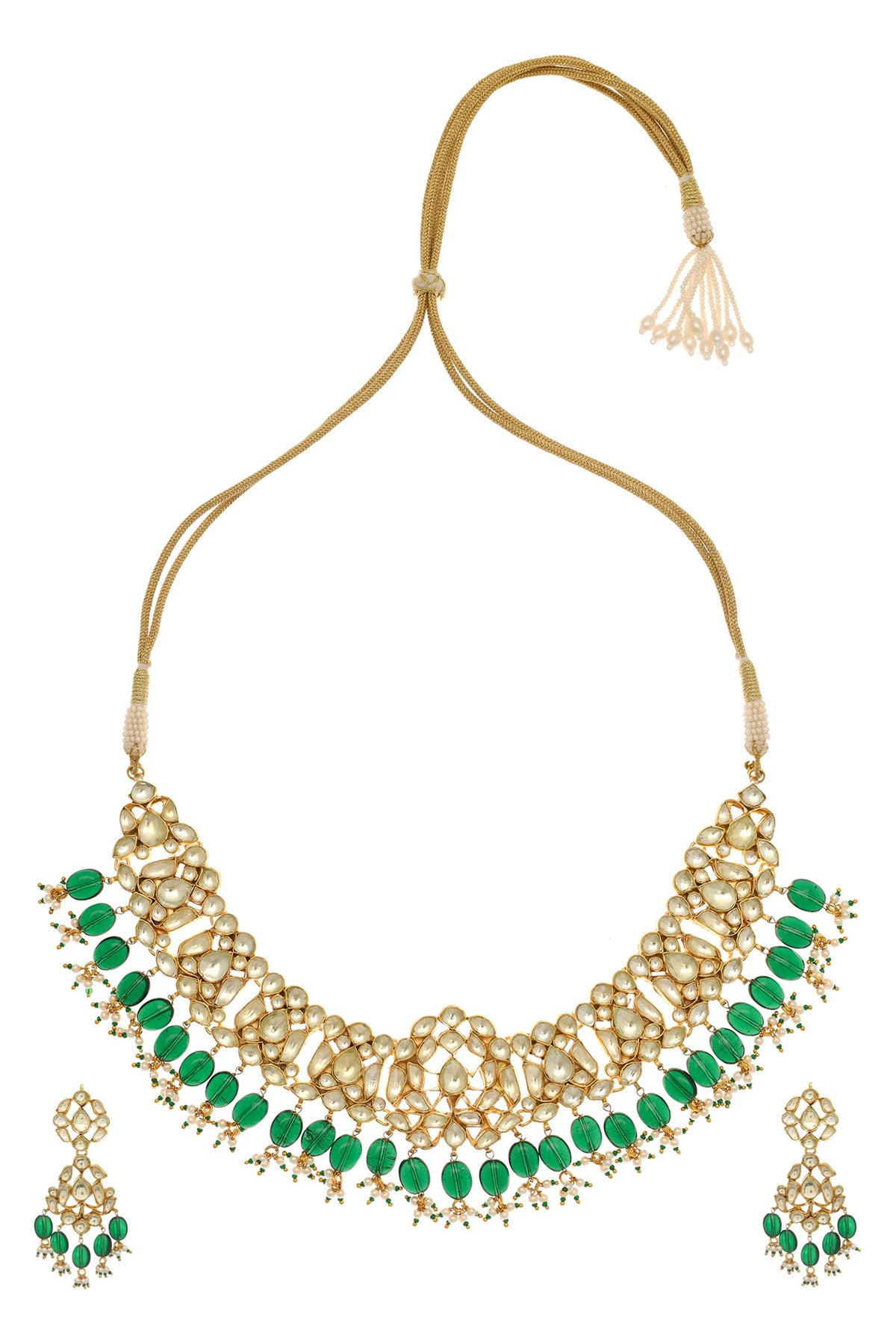 Lotus Cut Work Jadau Necklace Set 