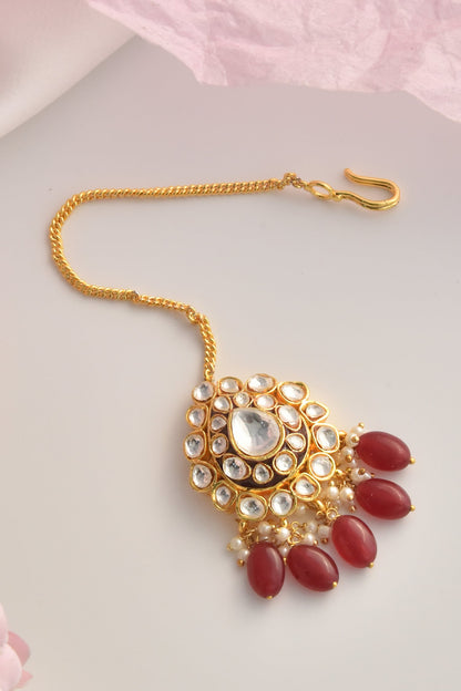 Tear Drop Carved Maangtikka 