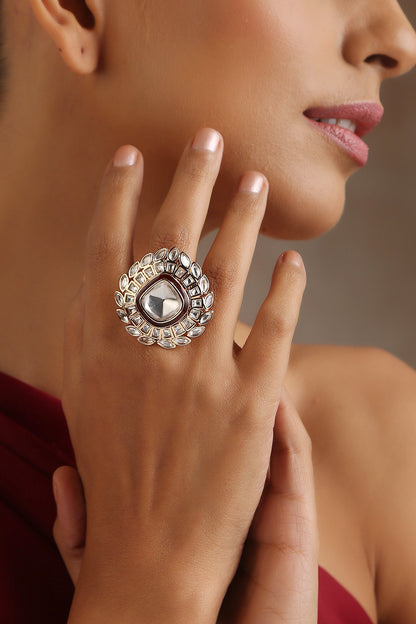 Moissanite Polki Embellished Ring 