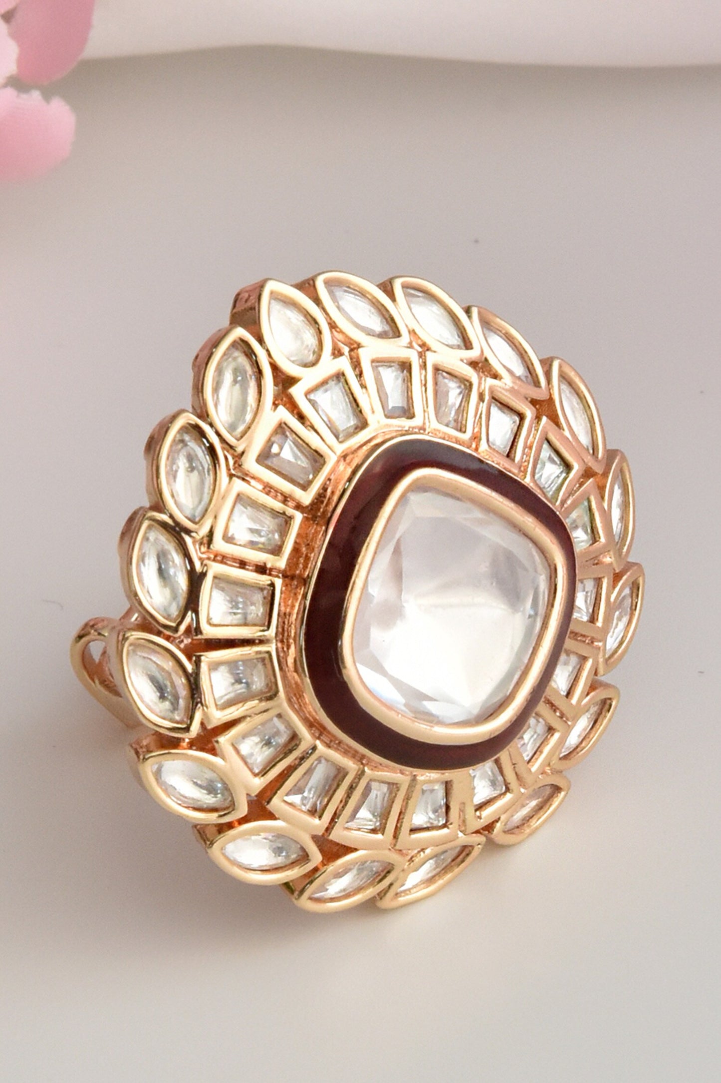 Moissanite Polki Embellished Ring 
