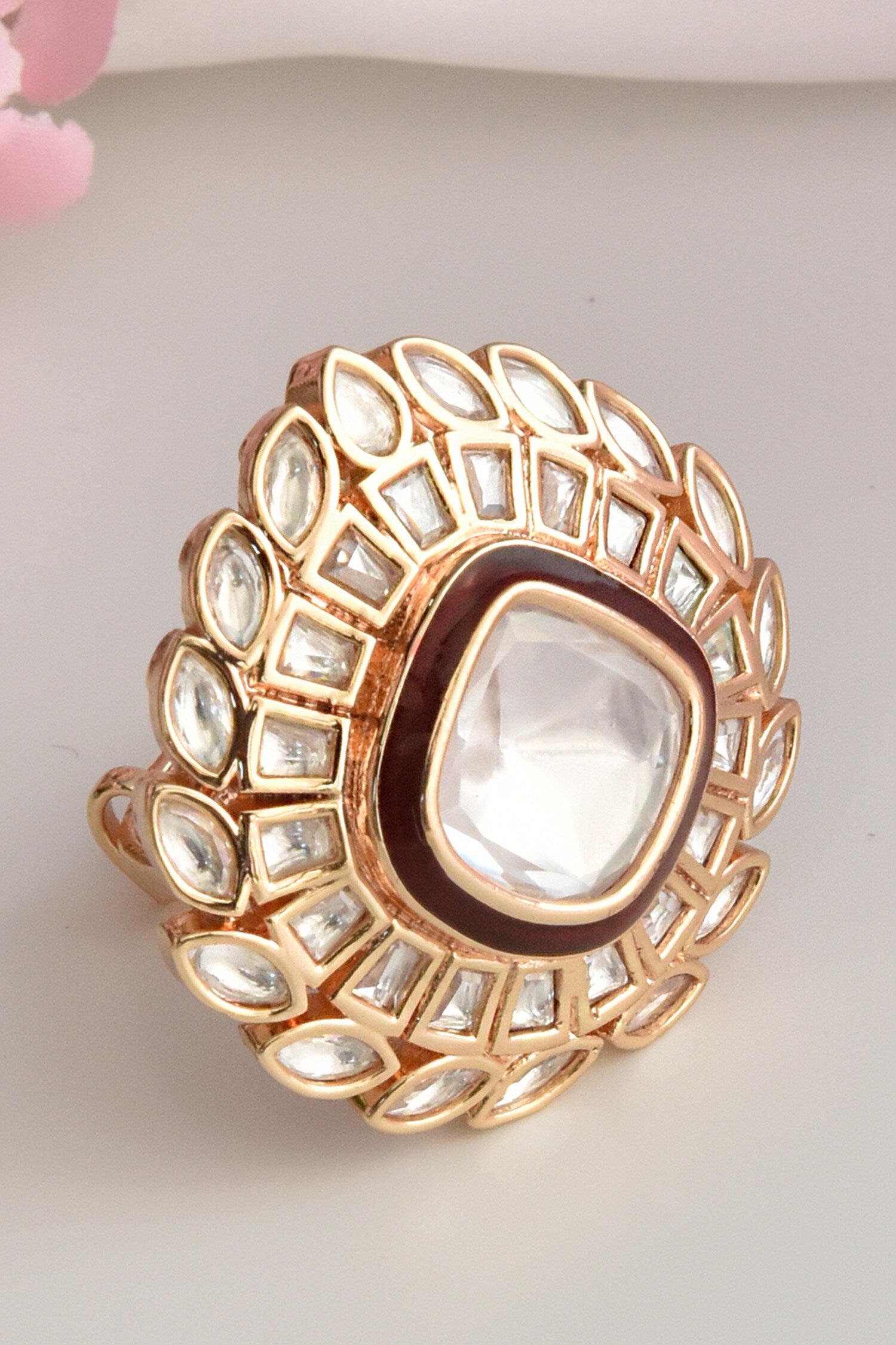 Moissanite Polki Embellished Ring 