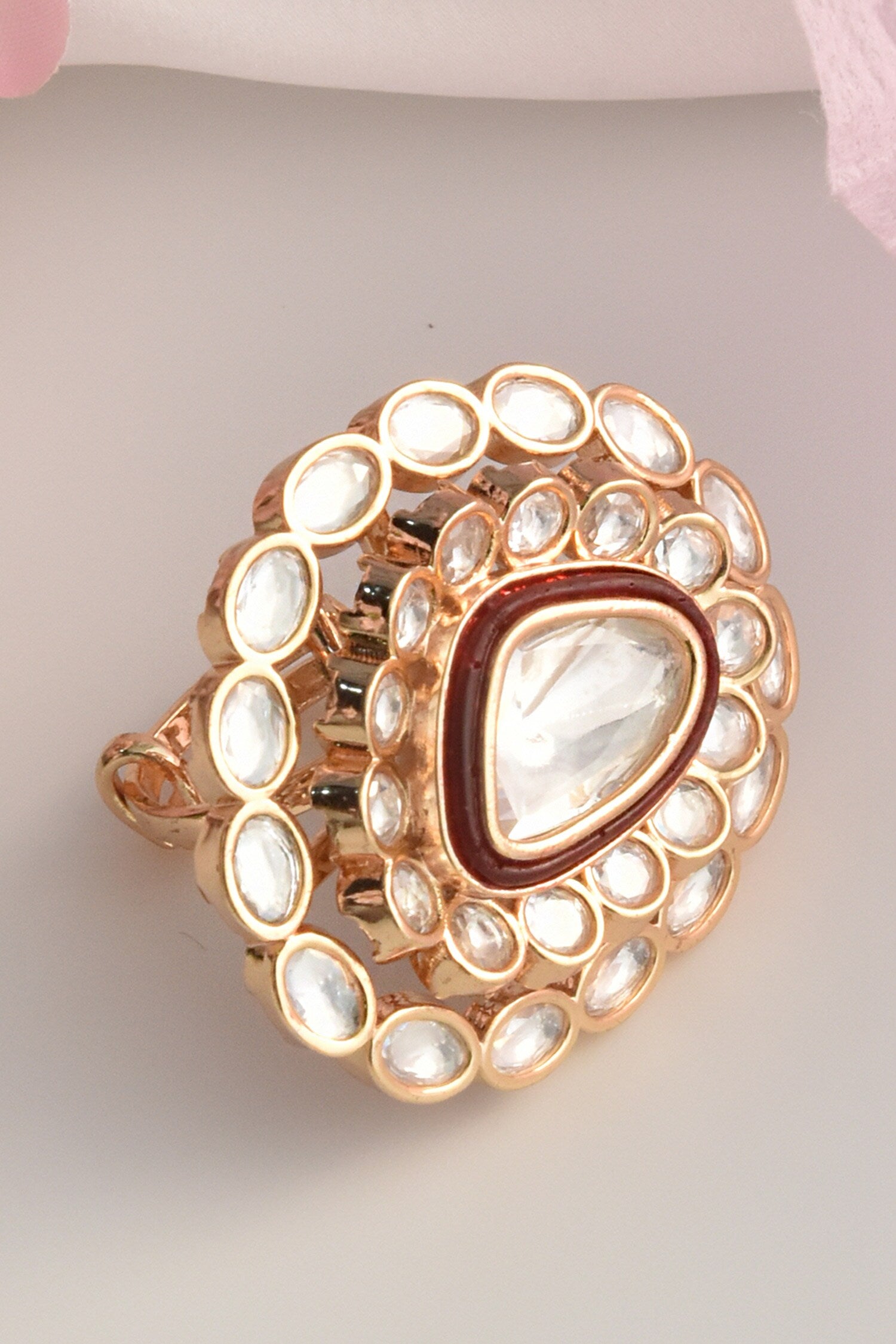 Geometric Moissanite Polki Ring 