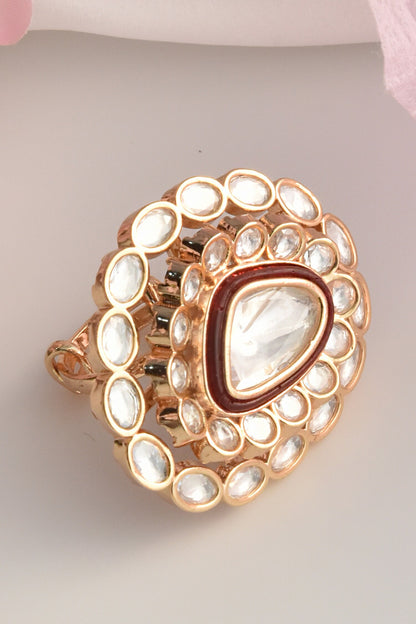 Geometric Moissanite Polki Ring 