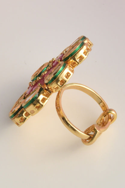 Moissanite Polki Studded Ring 