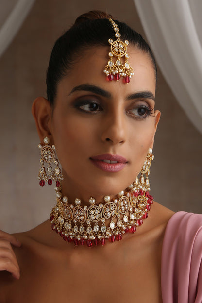 Moissanite Polki Embellished Choker Set 