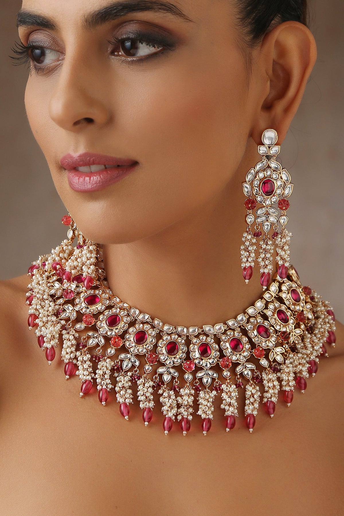 Victorian Polki Embellished Necklace Set 