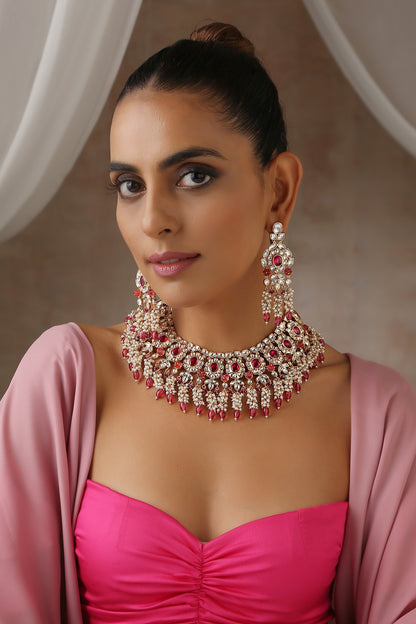 Victorian Polki Embellished Necklace Set 