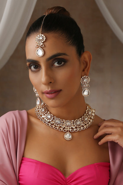 Floral Blossom Cutwork Necklace Set 