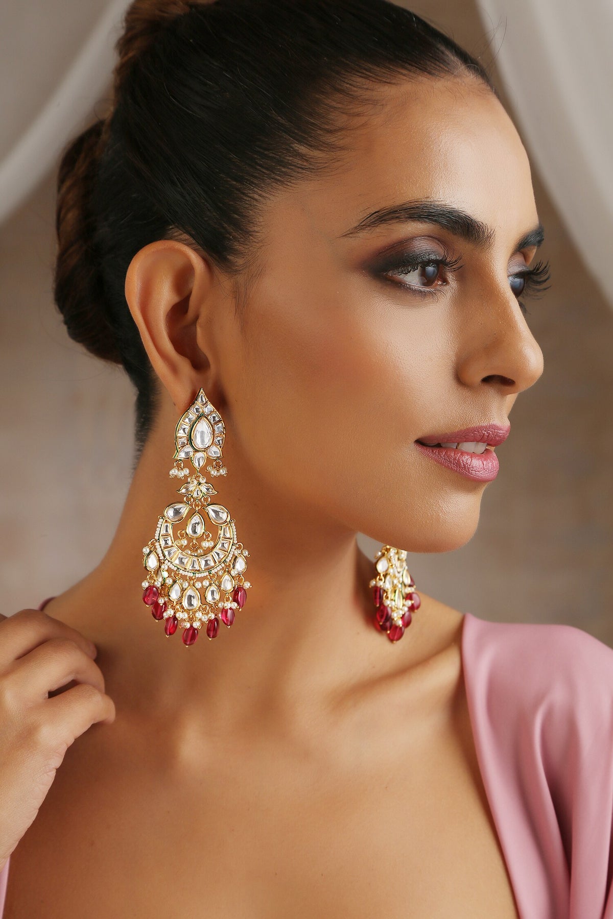 Moissanite Polki Embellished Chandbalis 