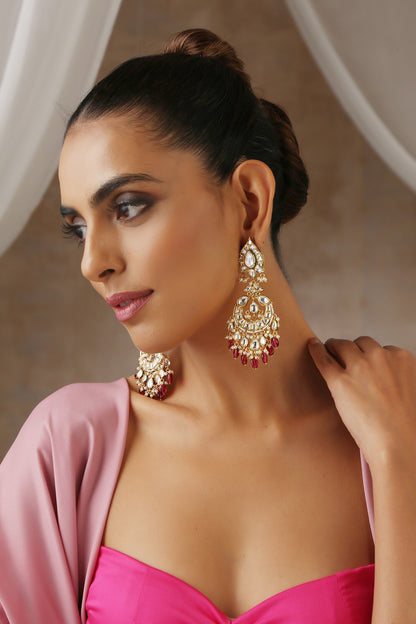 Moissanite Polki Embellished Chandbalis 