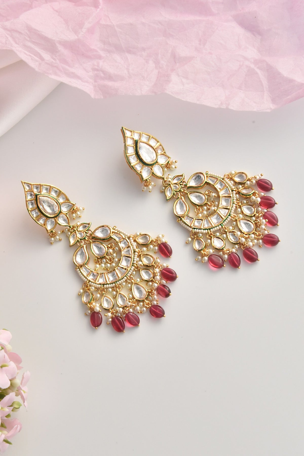 Moissanite Polki Embellished Chandbalis 