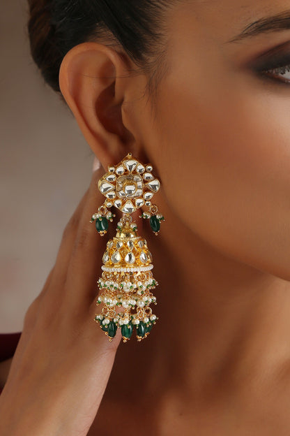 Moissanite Polki Embellished Jhumkas 